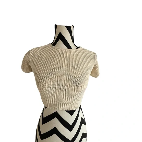 Zara Cream Knit Crop Top - Picture 1 of 9